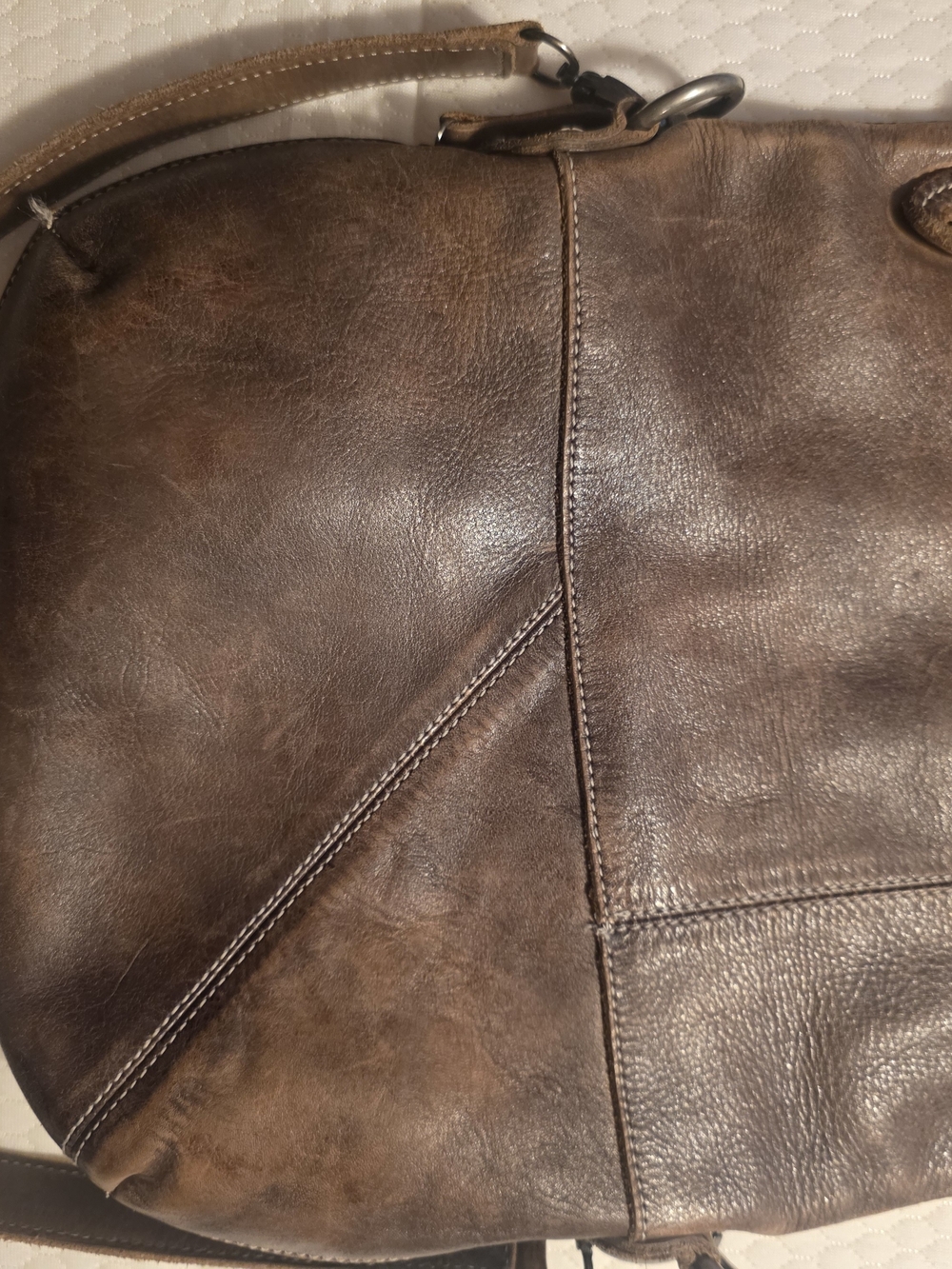 BED|STU Tahiti Distressed Brown Leather Shoulder Bag with Silver Hardware - Picture 5 of 7